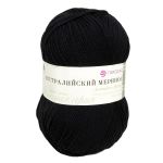 Пряжа Пехорка Австралийский меринос / уп.5 мот. по 100 г, 400 м, 02-Черный