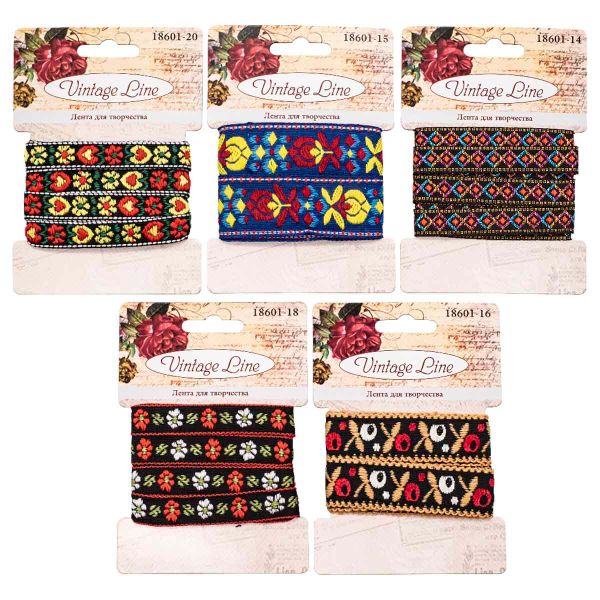 Набор лент декоративных Цветы и орнаменты 1, 5 шт, Vintage Line