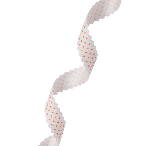 Лента декоративная Горох, 20.0 мм / 25±1 метров, (01 белый/оранжевый), YH97