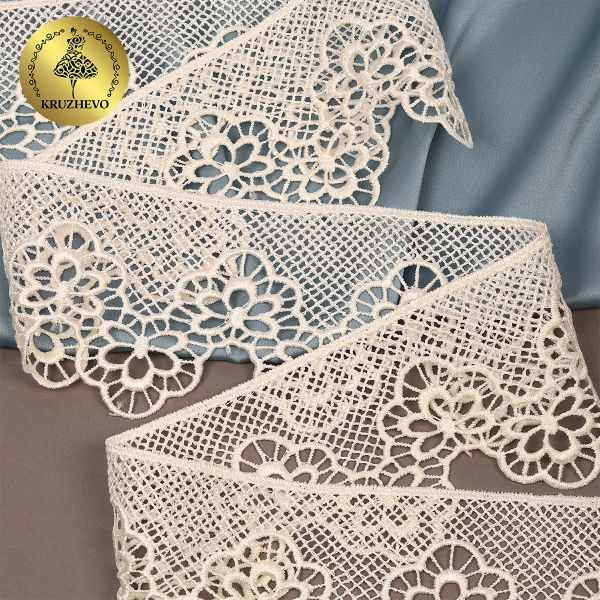 Кружево гипюр (плетёное) 80 мм, 0741 цв.молочный уп.13.71м, Kruzhevo