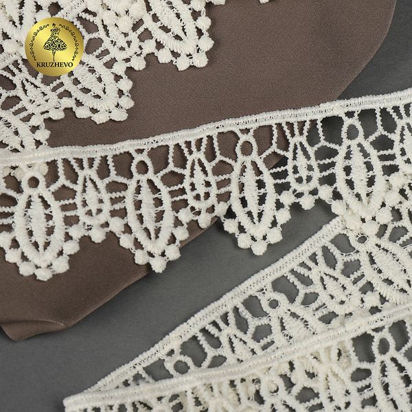 Кружево гипюр (плетёное) 40 мм, матовая нить, цв.02 молочный уп.13,71м, Kruzhevo