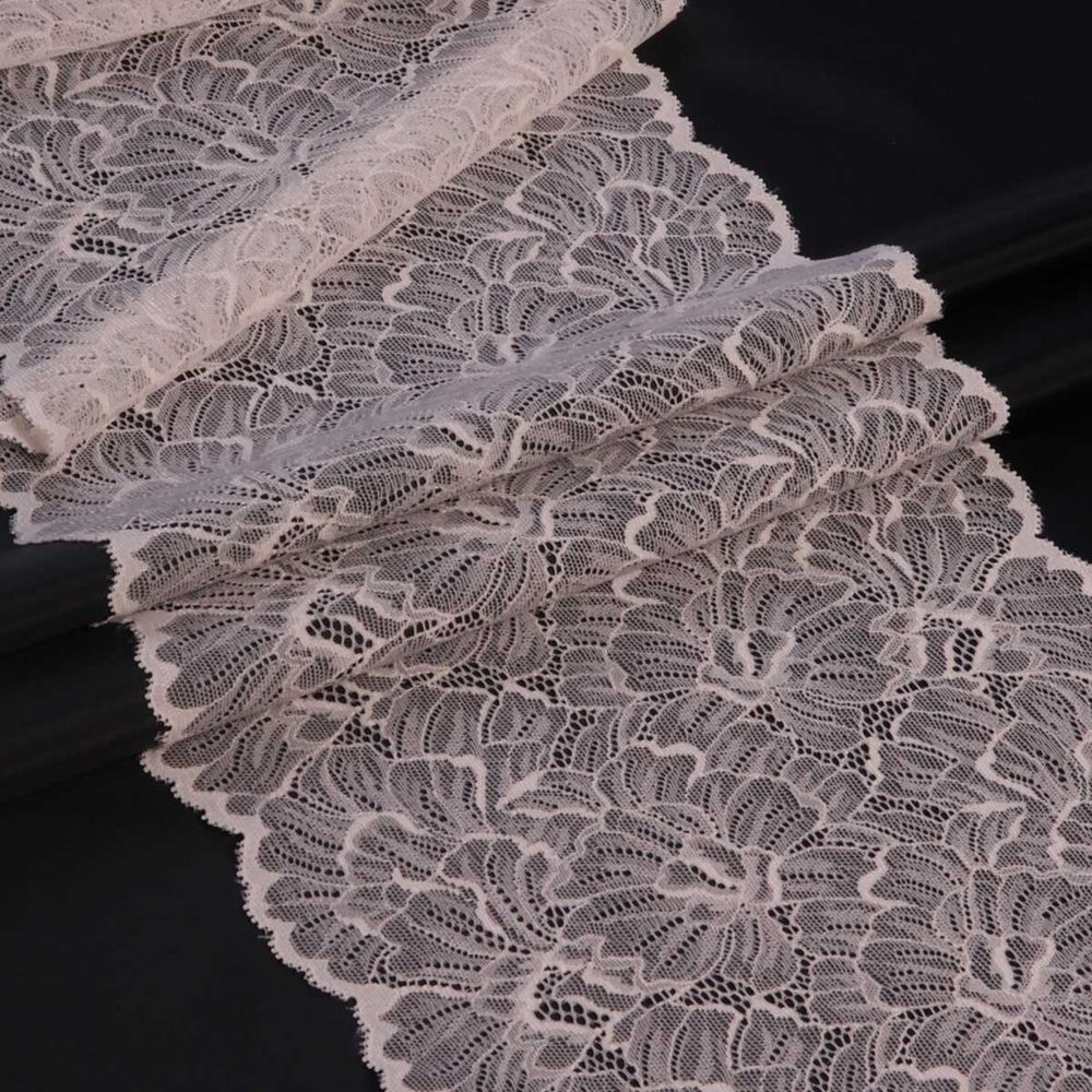 Кружево бельевое эластичное 240 мм / 13.72 м, цв. C571 молочный
