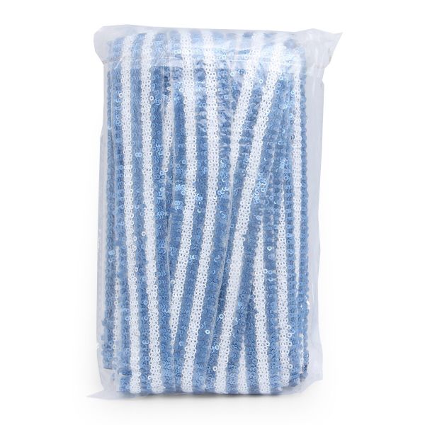 Тесьма с пайетками лампасная 3,5см / 14,63м (голубой), 3AR070