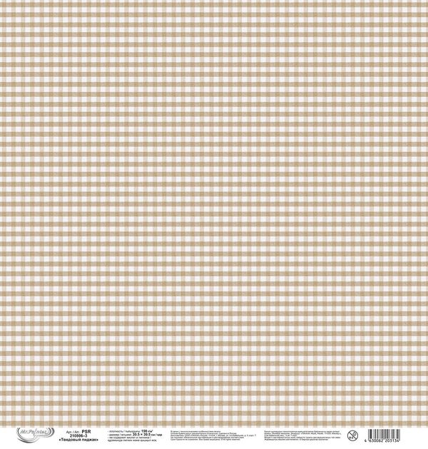 Бумага для скрапбукинга 190 г/м², 30.5х30.5 см, Твидовый пиджак, 10 шт, 3, Mr.Painter PSR 210806