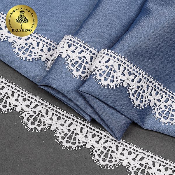 Кружево гипюр (плетёное) 25 мм, матовая нить TBY.0503, цв.белый уп.13.71м, Kruzhevo