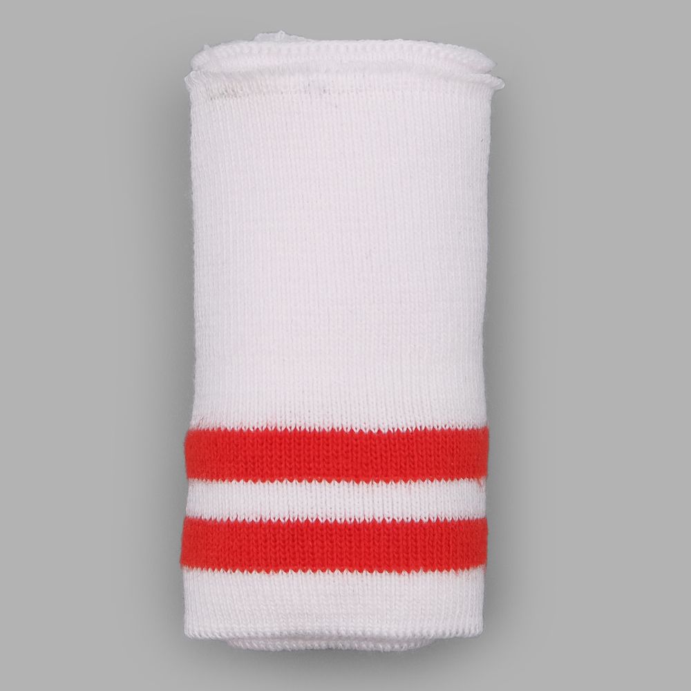 Подвяз (довяз) трикотажный 7.5х80 см, однослойный в полоску, белый/красный цв.820