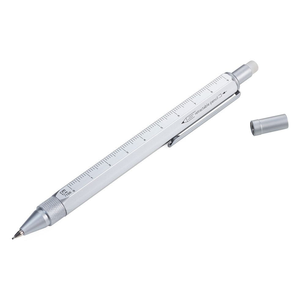 Ручка шариковая Troika многофункциональная Construction Drop Action, металл, 13.7х1.1х1.2 см, серебро