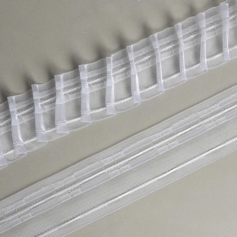 Лента (тесьма) шторная: сборка косая (правый наклон) (1:2) 50 мм / 50 метров, прозрачная