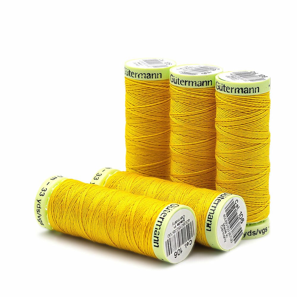 Нитки отделочные Gutermann Top Stitch, 30м, 106 т.желтый, 5 катушек