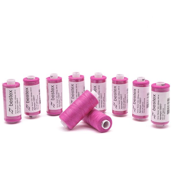 Нитки швейные бытовые Bestex 40/2, 365 м (400 ярд) / 10 кат., 041 розовая фуксия