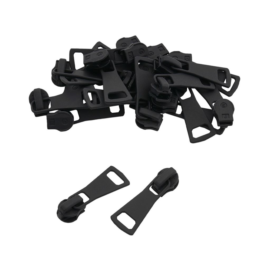 Слайдер (замок) для молнии спираль Т5 (5 мм), черная резина С5 34х14 мм, 20 шт, ГЛТ9519