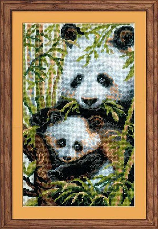 Набор для вышивания нитками Риолис, Панда с детенышем 22х38 см