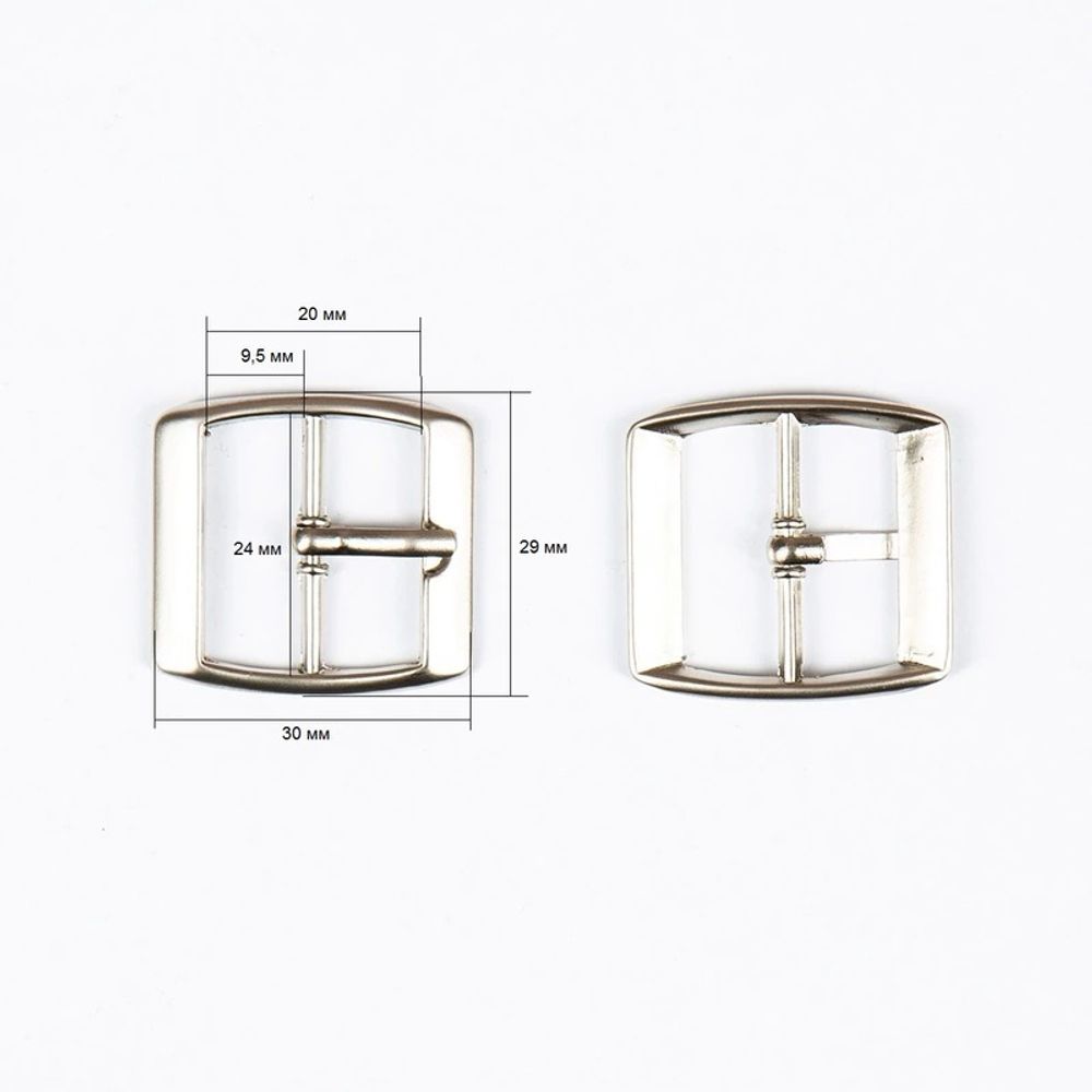 Пряжка ременная металл 24 мм. сер, 10 шт, BIG