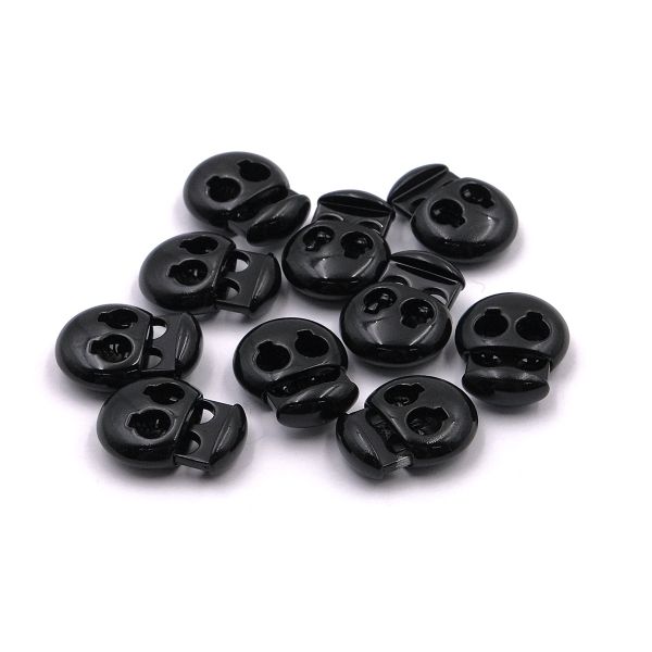 Фиксатор (зажим) для шнура металл 2 отв., 20.5х15.6 мм, ⌀3.5 мм, металл, G.Black (черный глянец), MFR12, 10 шт