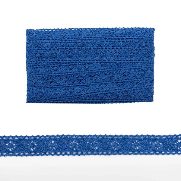 Кружево вязаное (тесьма) 20 мм / 20м, х/б, цв.JD054 синий