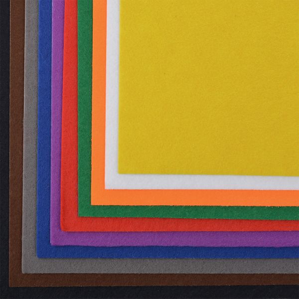 Фетр листовой клеевой мягкий 1.6 мм, 20х30 см, SA3, уп. 10 листов, цв. ассорти