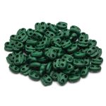 Фиксатор (зажим) для шнура пластик 2 отв., ⌀4.0 мм, 14х17 мм, овал малый ПП, т.зеленый, 100 шт