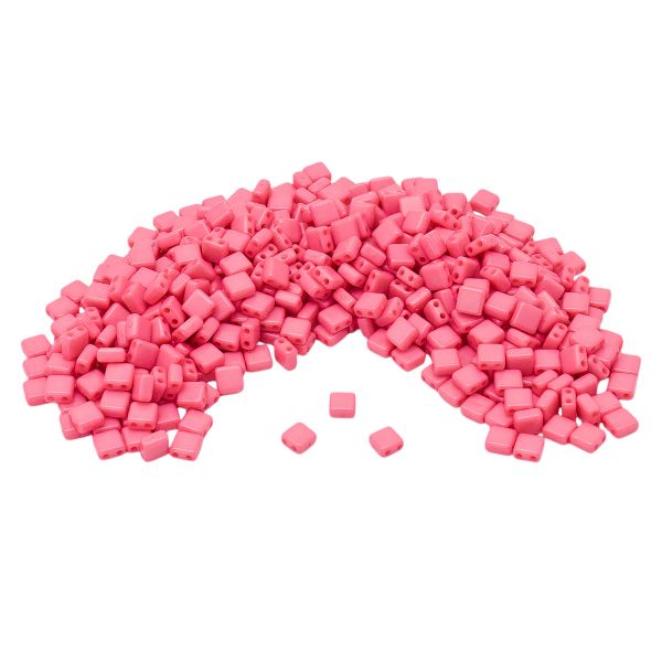 Бусины пластик 6х6х3 мм, 50 г, с двойным отверстием, плоский квадрат, 13 розовый, Astra&Craft 7429