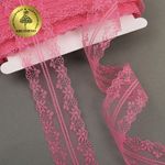 Кружево отделочное в стиле "трикотаж" 40 мм, TBY 150-1, цв.16 коралловый, уп.27.4м