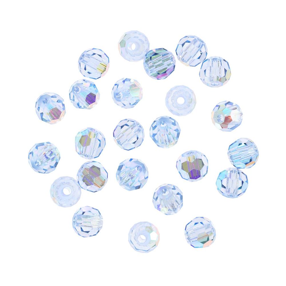 Бусины стекло ⌀3 мм, 24 шт, пурпурно-голубой перламутр/lt.sapphire AB, Preciosa 451-19-602