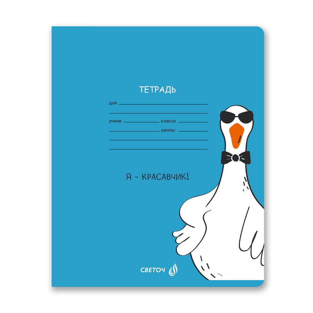 Тетрадь ученическая школьная, выборочный лак, A5+ 18 л. на скобе 65 г/м², белизна 100 %, 20 шт, клетка, 01133 Красавчик, Светоч Т86