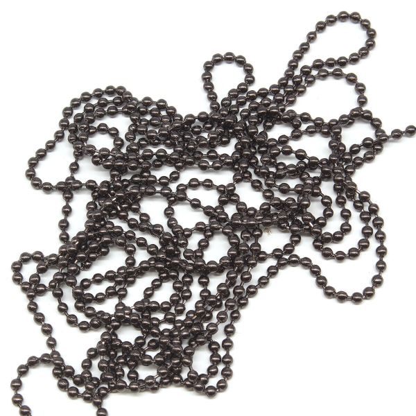 Цепочка шариковая, металл 2 мм / 91,4 м, черное серебро