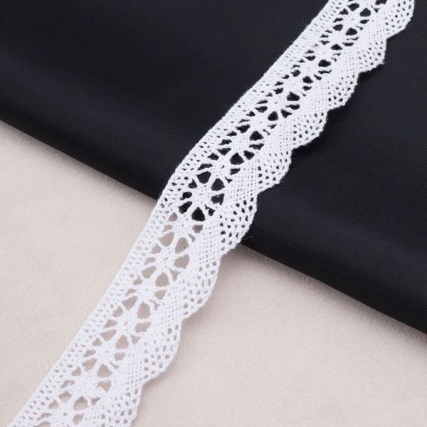 Кружево вязаное (тесьма) 27 мм / 10 метров, хлопок, 01 белый