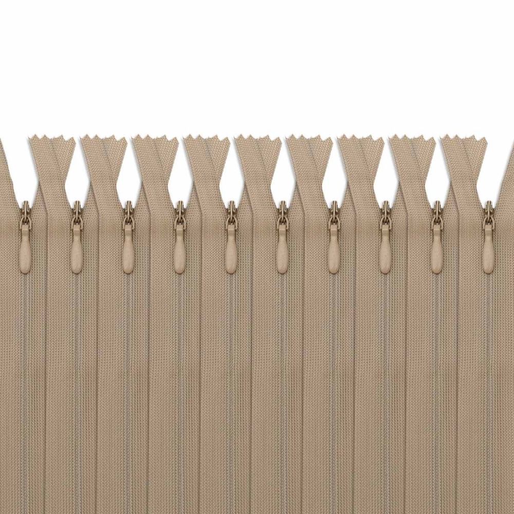 Молния потайная (скрытая) Т3 (3 мм) 1 зам., н/раз., 50 см, кофе с молок., нейлон, 31332 / 50, 10 шт