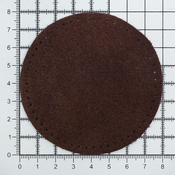 Заплатки пришивные из замши, круг ⌀8см с перфорацией, 2 шт, 100% кожа, 21 темно-коричневый, 59121