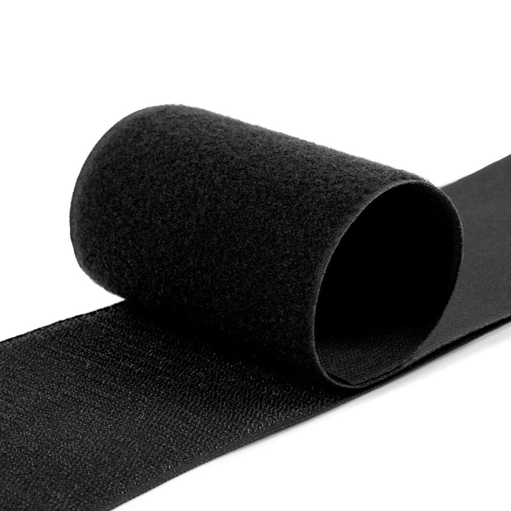 Лента контактная липучка (велкро) пришивная уп. 100 мм / 25 метров, черный, Gamma LG-100, ПАРА (крючок+петля), качество "B"