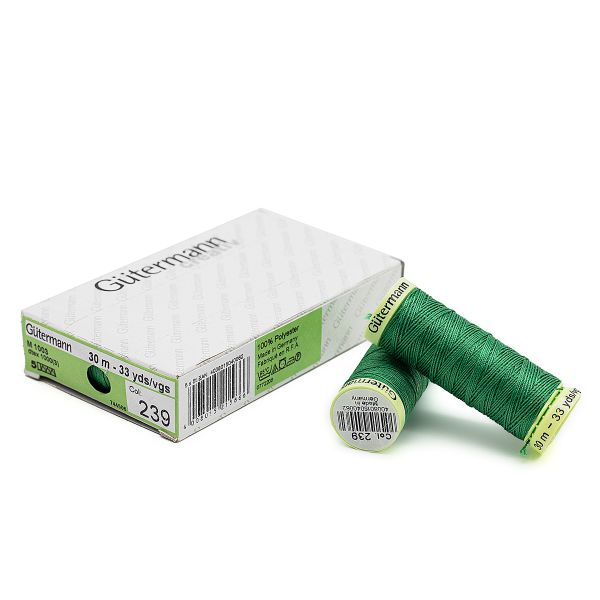 Нитки отделочные Gutermann Top Stitch, 30м, 239 зеленый трилистник, 5 катушек