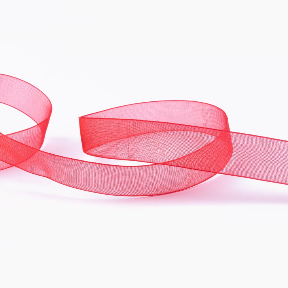 Лента капроновая (органза) 15.0 мм / 22.8±1 метра, 036 красный, Blitz OR-15