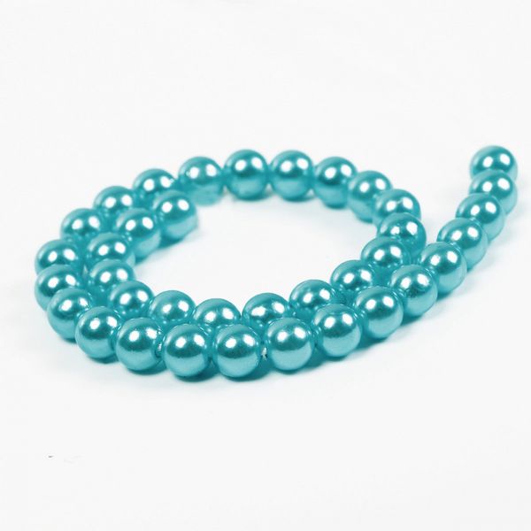 Бусины пластик (перламутр) ⌀10 мм, цв.099 яр.бирюзовый, уп.500г (960 шт), Magic4Hobby