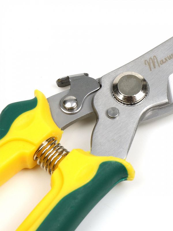 Секатор изогнутое лезвие 60/200 K6212 ручки желто-зеленый пластик, Maxwell Garden