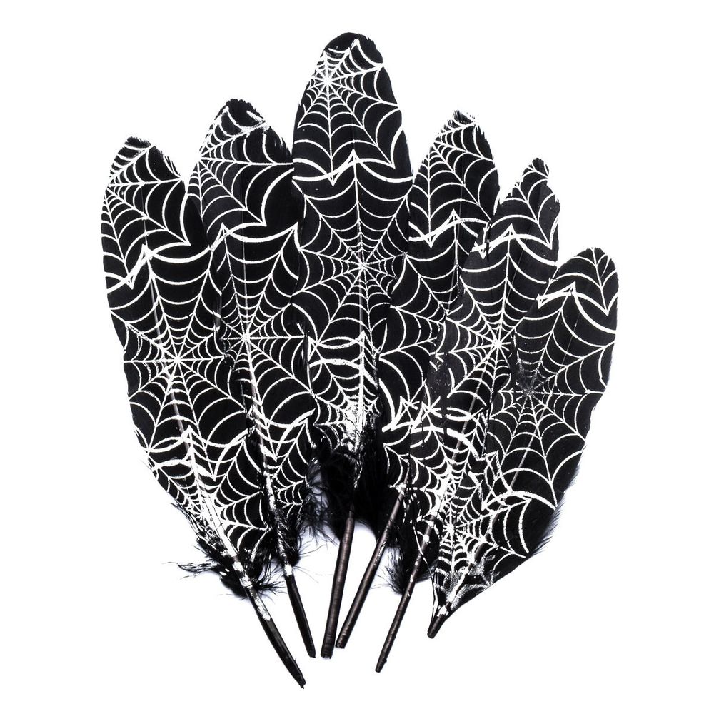 Перо декоративное обработанное Паутинка, 17-20см, 6 шт, XQ-660307