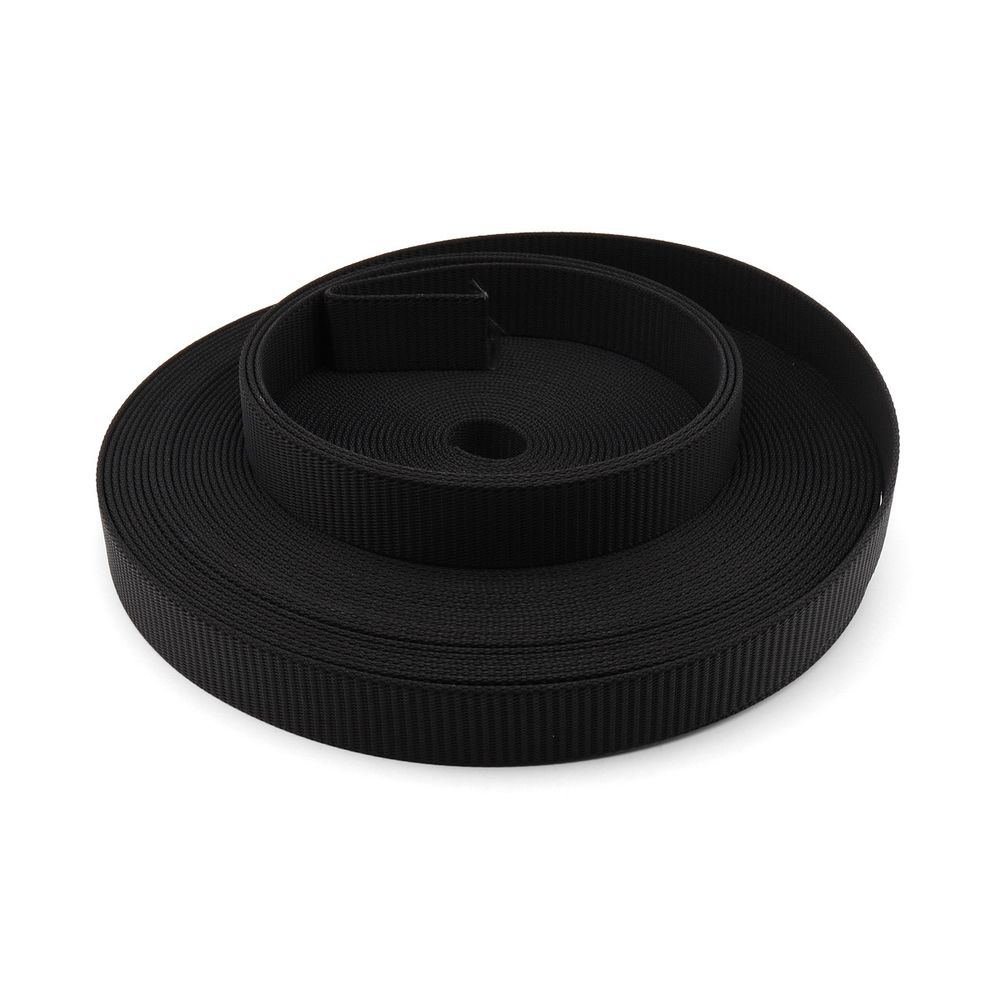 Стропа (ременная лента) 30 мм / 25 метров, толщ. 2.0 мм, [65 г/пог.м], 100% нейлон, черный