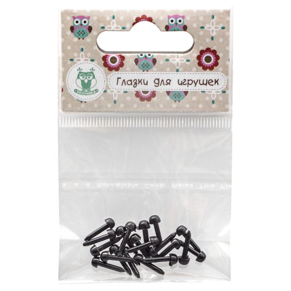 Глаза для кукол и игрушек пласт. 3,5мм*11мм, 20 шт, черный