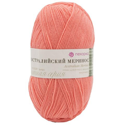 Пряжа Пехорка Австралийский меринос / уп.5 мот. по 100 г, 400 м, 351-Св.коралл