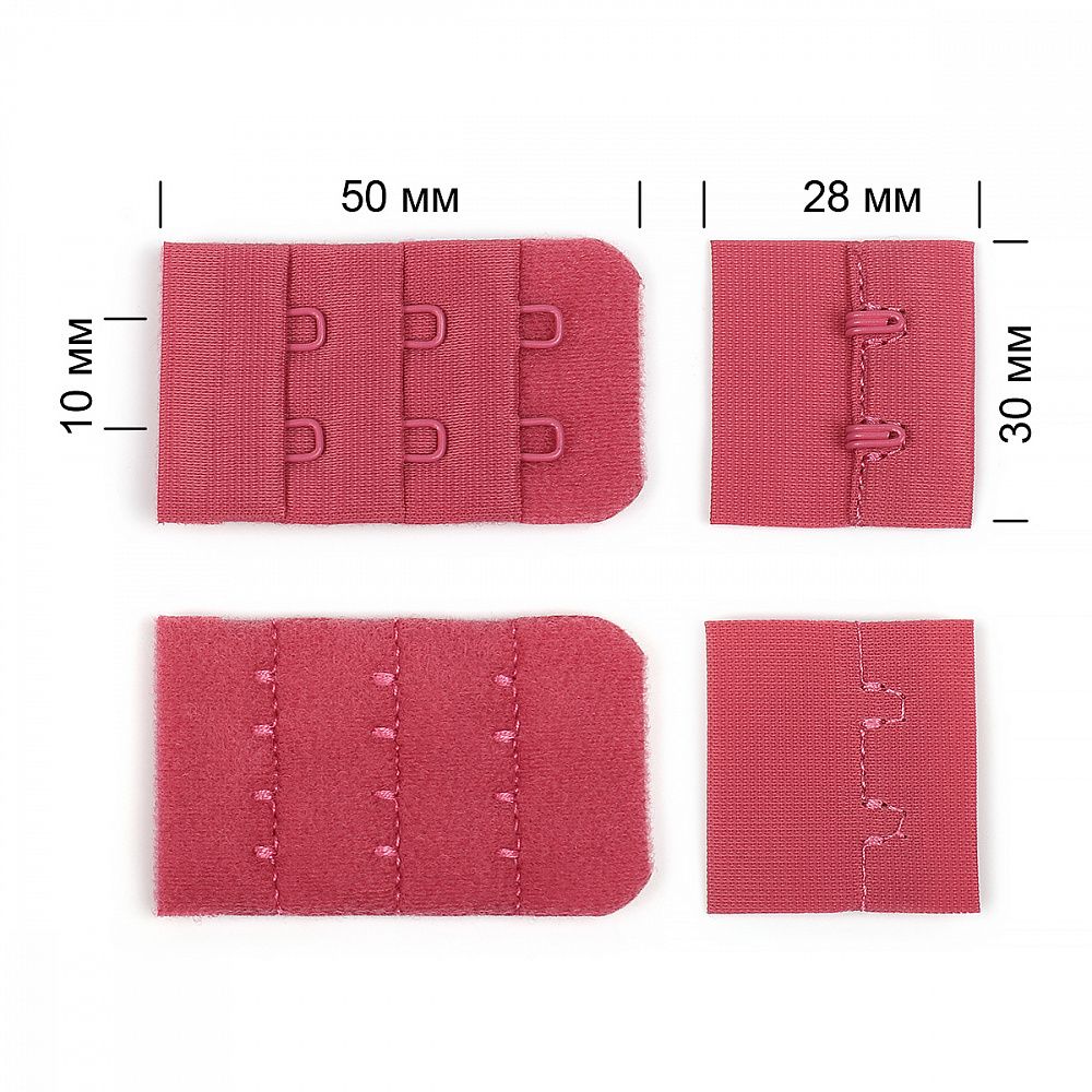 Застежки для бюстгальтера 3х2, 30 мм, 100 шт, S256 розовый рубин, M09764