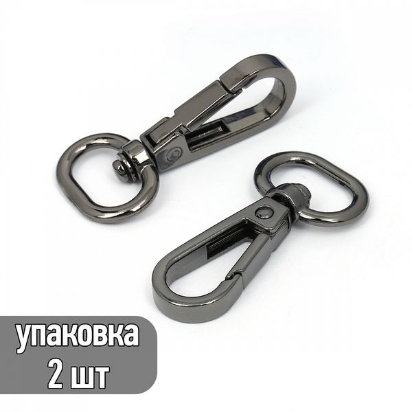 Карабин металл 15.0 мм (46х22 мм), TBY-AX11.3-15, цв. чер.никель, уп. 2 шт