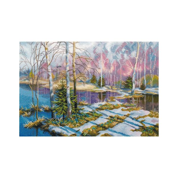 Набор для вышивания нитками Овен, Позади зима. Первоцветы, 28х40см