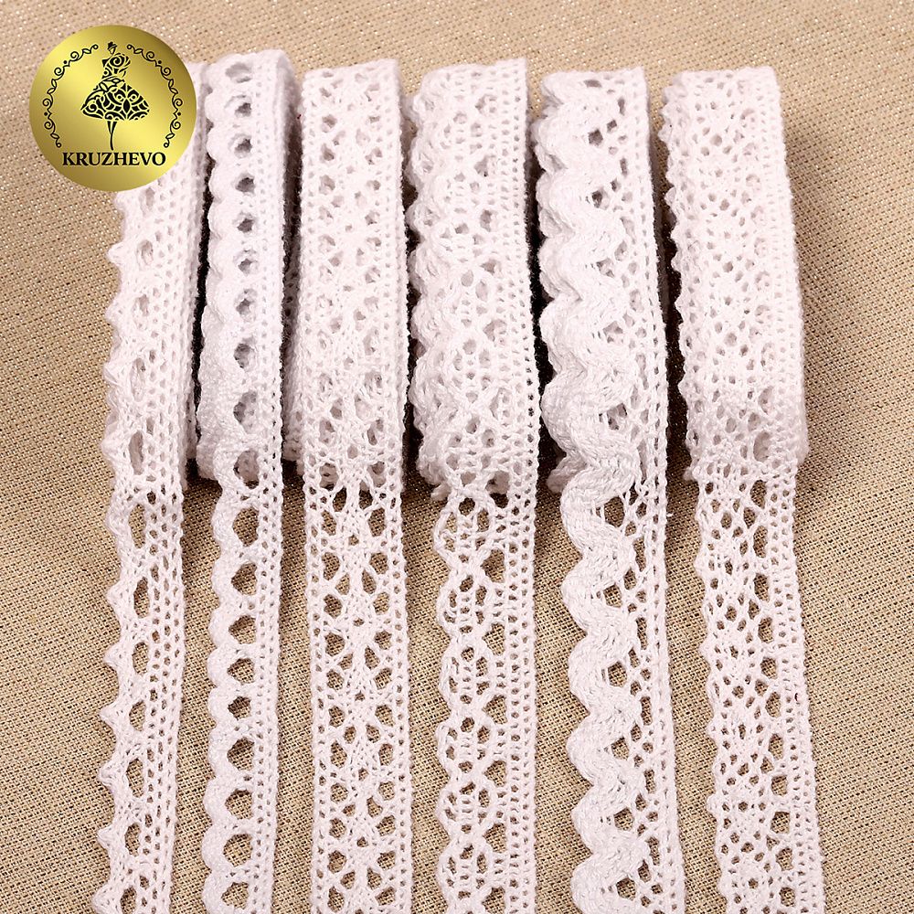 Набор вязаного кружева Kruzhevo №4 цв.белый (6 дизайнов по 4,5м)