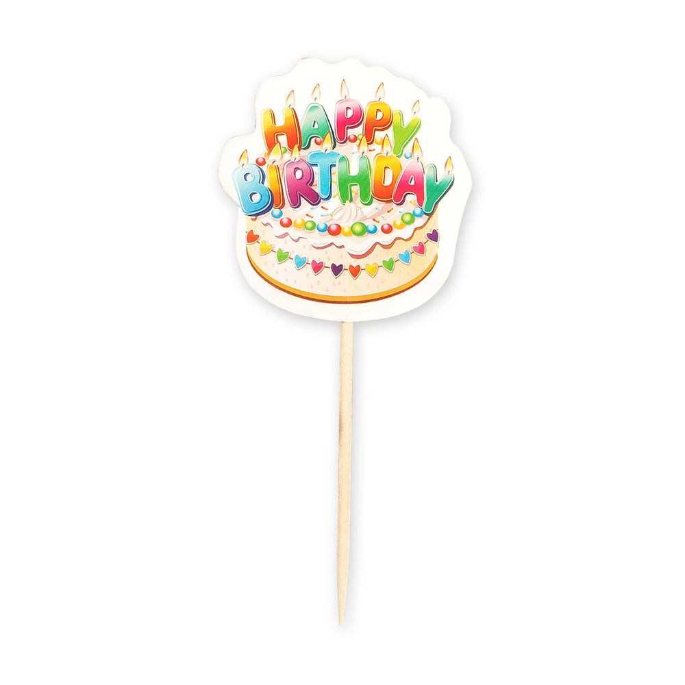 Шпажки для канапе 12 шт, 04-Торт Happy Birthday, Boomzee KMZ-08