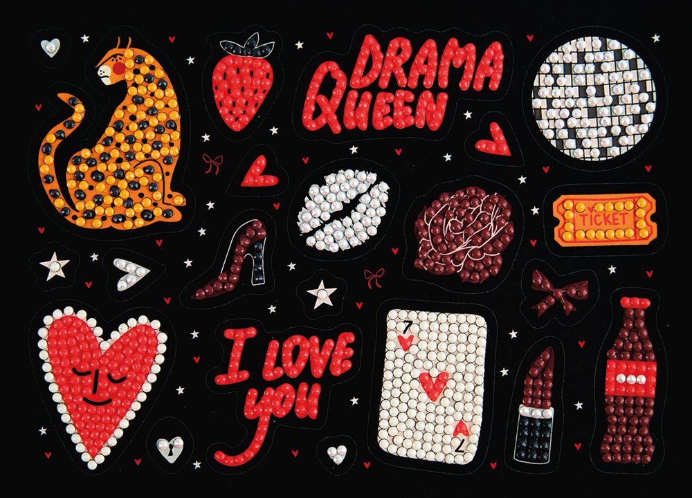 Кристальная (алмазная) мозаика Фрея ALVN-148, наклейки, DRAMA QUEEN, 19.5х14 см