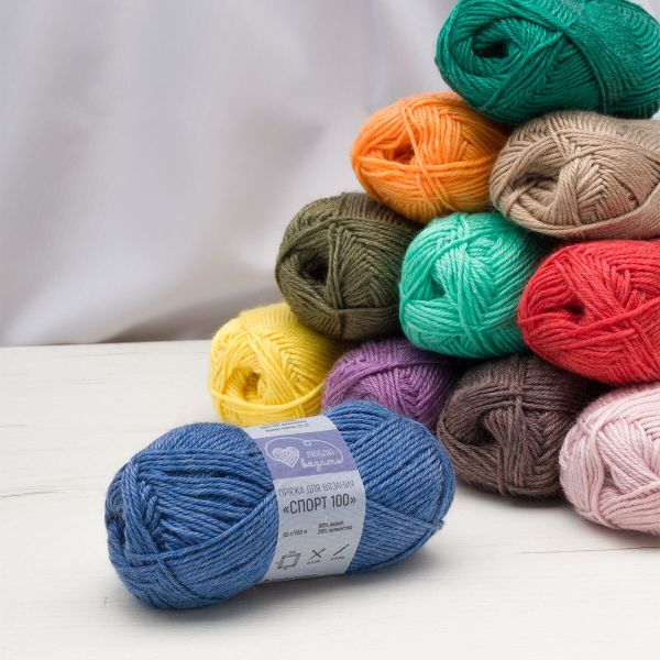 Пряжа Люблю вязать Спорт 100 / уп.6 мот. по 50 г, 100 м, 244 оранжевый