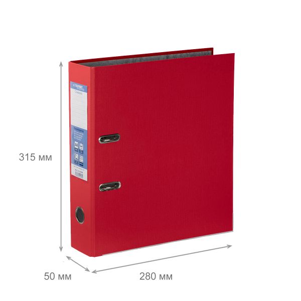 Регистратор PVC, мет.уг. 50 мм, 10 шт, Premier A4 арочный механизм, красный EC1022145, Expert Complete