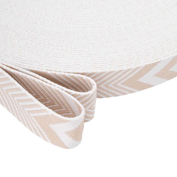 Стропа (ременная лента) 38 мм / 45.72 метра, [38.82 г/пог.м], с принтом 2-сторонняя, D166 бежевый/белый, 3Al354