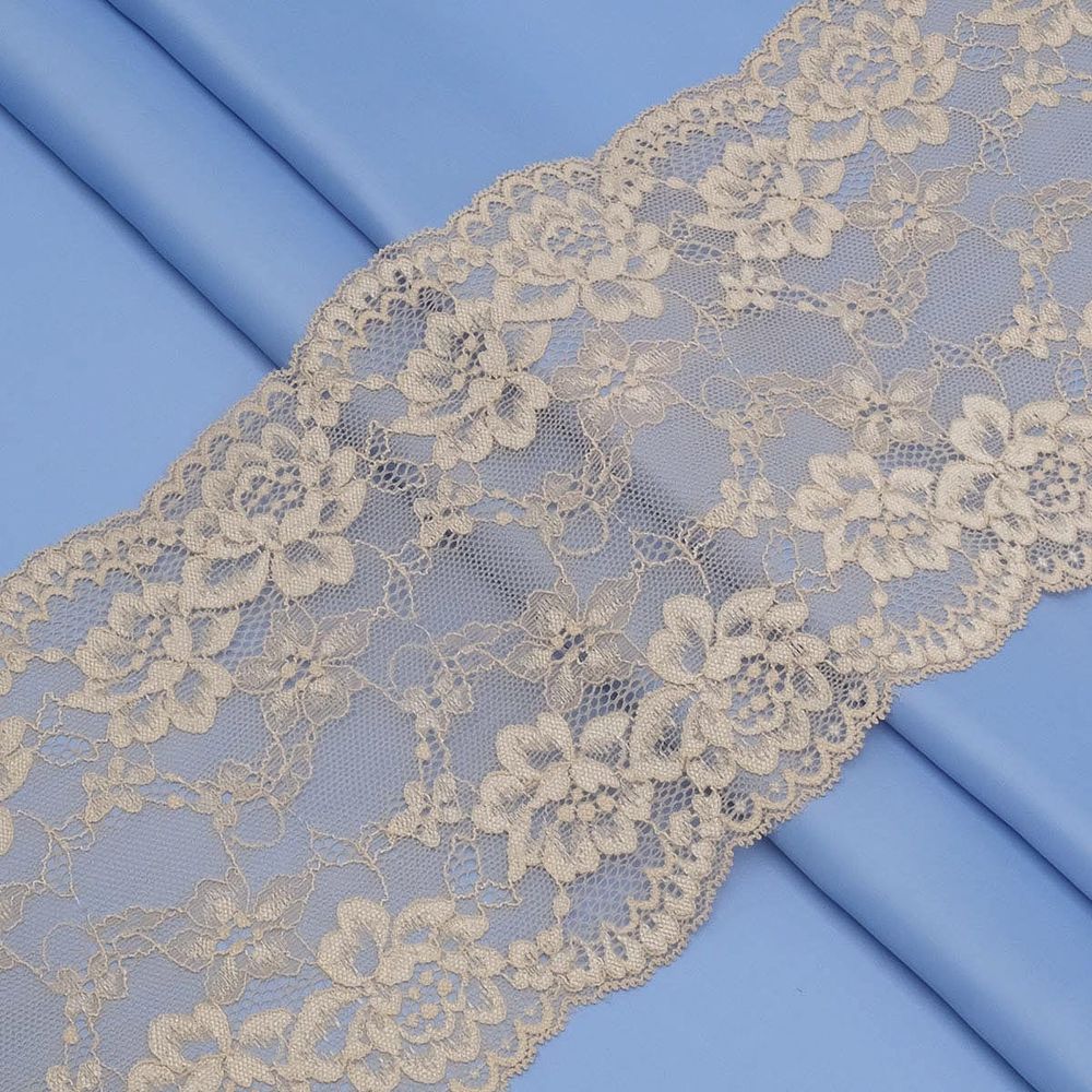 Кружево бельевое эластичное 180 мм / 3.4 метра, цвет телесный