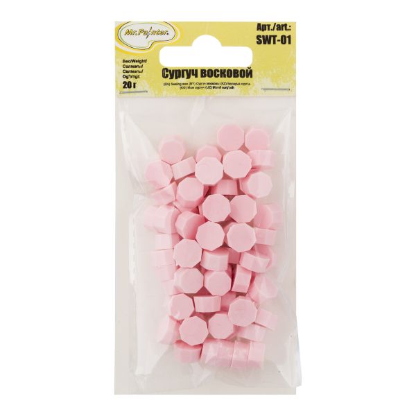 Сургуч восковой 20 г, 02 св.св розовый матовый, Mr.Painter SWT-01