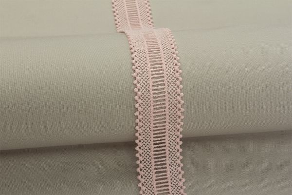 Кружево гипюр (плетёное) 33 мм / 10 м, розовый, Gamma GGM-3301